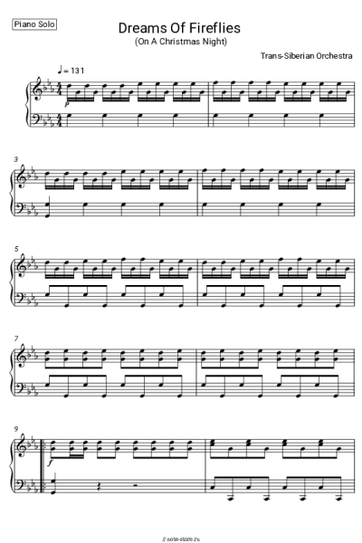 Ноты, аккорды Trans-Siberian Orchestra - Dreams of Fireflies (On A Christmas Night)