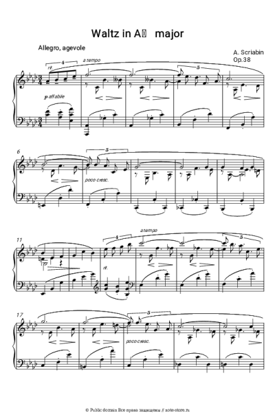 Ноты, аккорды Александр Скрябин - Waltz in A♭ major Op.38