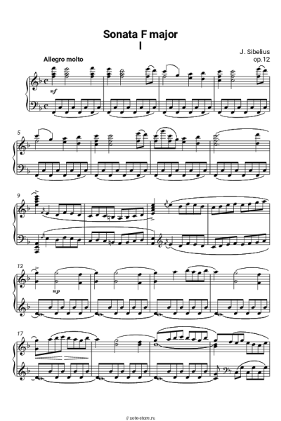 undefined Ян Сибелиус - Соната для фортепиано Фа Мажор Op. 12