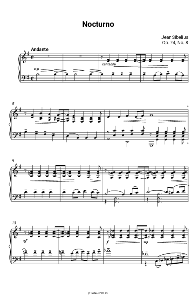 Ноты, аккорды Ян Сибелиус - Nocturne Op. 24 No. 8