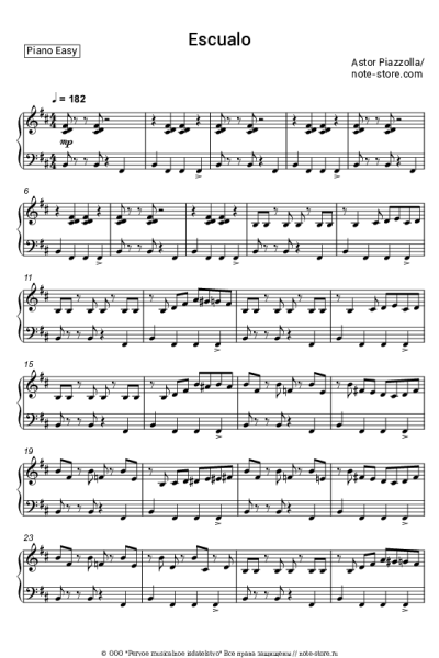Ноты, аккорды Астор Пьяццолла - Escualo