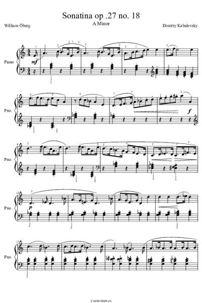 Ноты, аккорды Дмитрий Кабалевский - Sonatina Op.27 No. 18