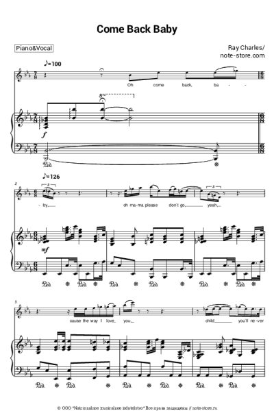 Ноты, аккорды Ray Charles - Come Back Baby