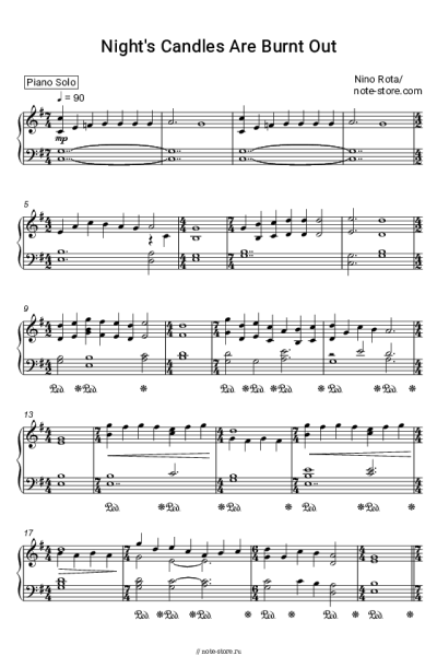 Ноты, аккорды Nino Rota - Night's candles are burnt out