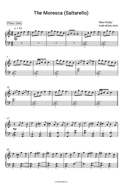 Ноты, аккорды Nino Rota - The Moresca (Saltarello)