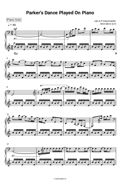Ноты, аккорды Jan Kaczmarek - Parker's Dance Played on Piano