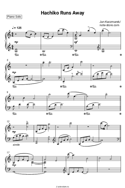 Ноты, аккорды Jan Kaczmarek - Hachiko Runs Away