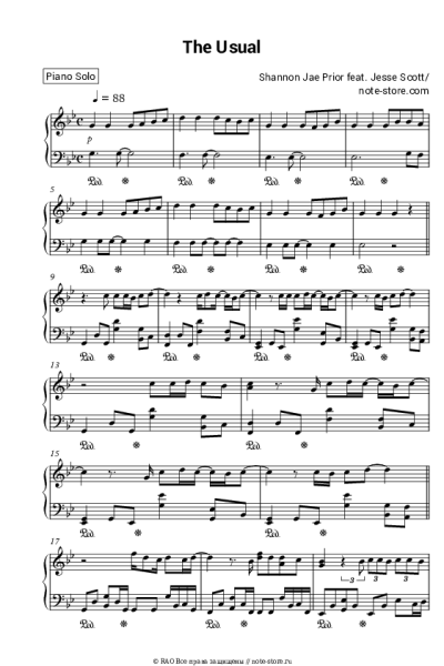 Ноты, аккорды Shannon Jae Prior, Jesse Scott - The Usual