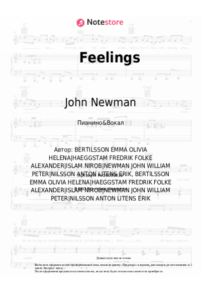 Ноты, аккорды John Newman - Feelings