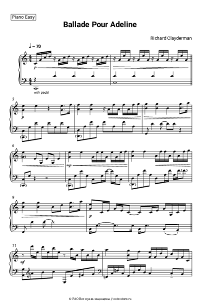 Ноты, аккорды Richard Clayderman - Ballade Pour Adeline