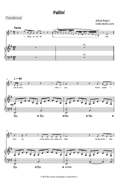 Ноты, аккорды Alicia Keys - Fallin'