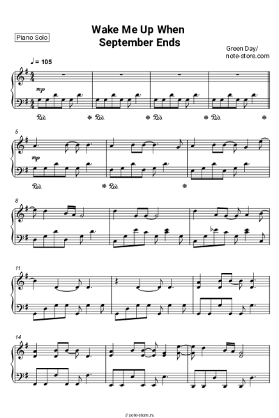 Ноты, аккорды Green Day - Wake Me Up When September Ends