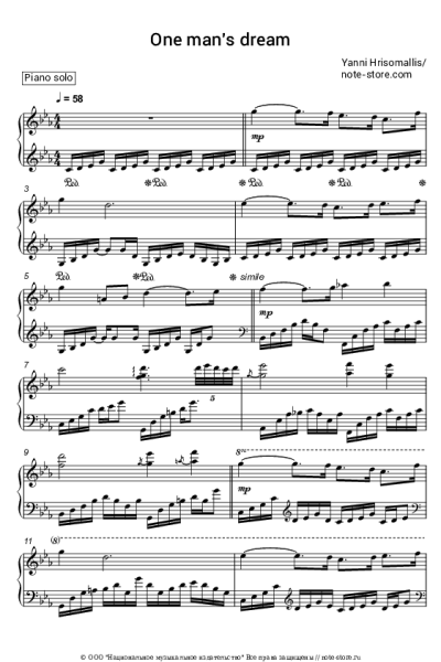 Ноты, аккорды Yanni Hrisomallis - One Man's Dream
