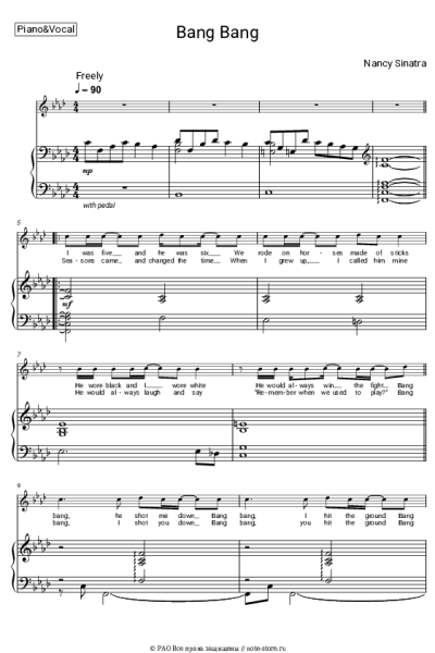 Ноты, аккорды Nancy Sinatra - Bang Bang
