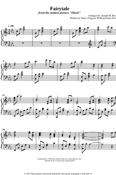 Ноты, аккорды John Powell, Harry Gregson-Williams - Fairytale