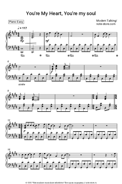 Ноты, аккорды Modern Talking - You're My Heart, You're My Soul