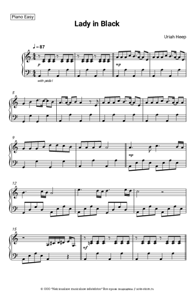 Ноты, аккорды Uriah Heep - Lady In Black