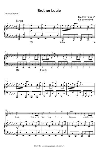 Ноты, аккорды Modern Talking - Brother Louie