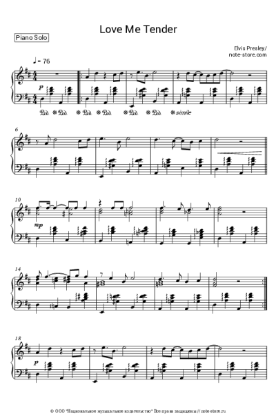 Ноты, аккорды Elvis Presley - Love Me Tender
