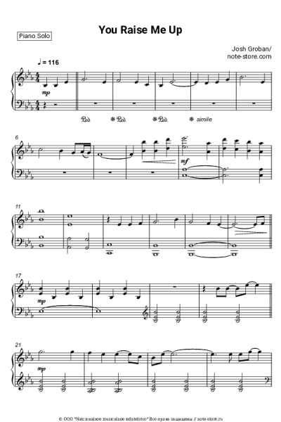 Ноты, аккорды Josh Groban - You Raise Me Up