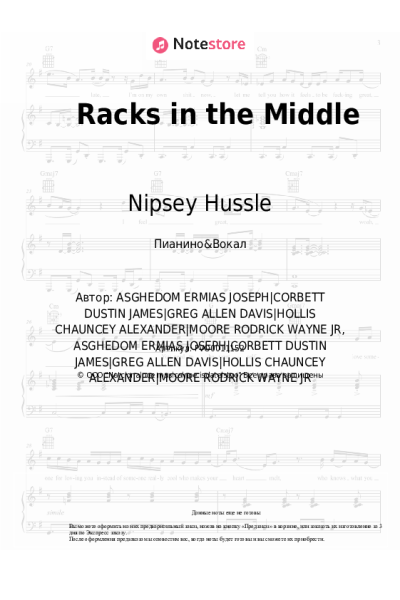 Ноты, аккорды Roddy Ricch, Nipsey Hussle, Hit-Boy - Racks in the Middle