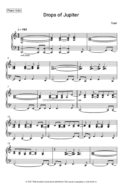 Ноты, аккорды Train - Drops of Jupiter