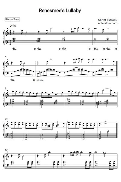 Ноты, аккорды Carter Burwell - Renesmee's Lullaby