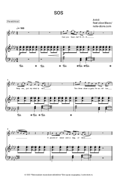 Ноты, аккорды Avicii, Aloe Blacc - SOS