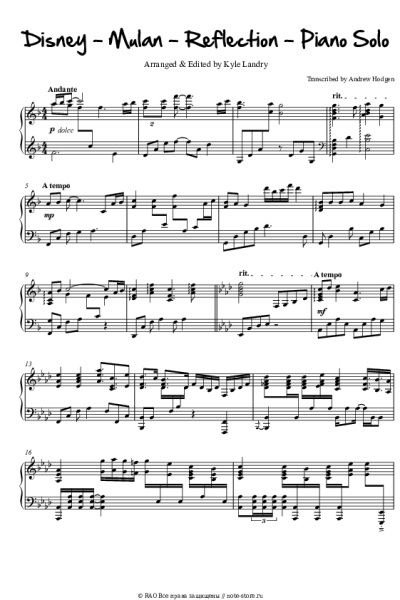 Ноты, аккорды Christina Aguilera - Reflection