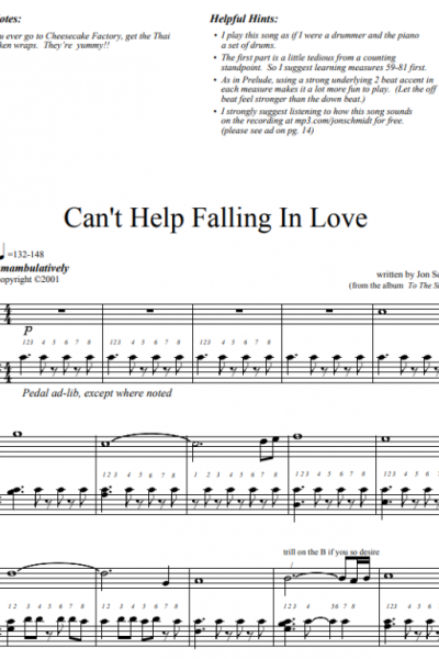 Ноты, аккорды Jon Schmidt - Can't Help Falling in Love