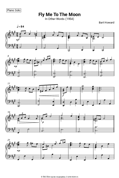 Ноты, аккорды Bart Howard - Fly Me To The Moon