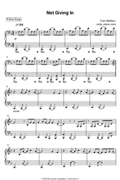 Ноты, аккорды Tom Walker - Not Giving In