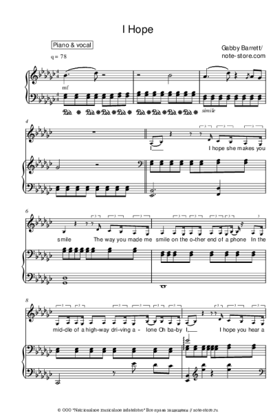 Ноты, аккорды Gabby Barrett - I Hope