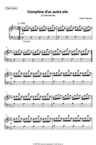 Ноты, аккорды Yann Tiersen - Comptine d'un autre ete: La Demarche