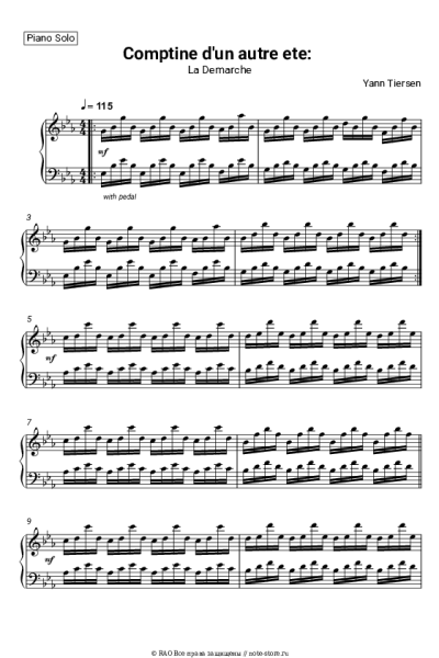 Ноты, аккорды Yann Tiersen - Comptine d'un autre ete: La Demarche