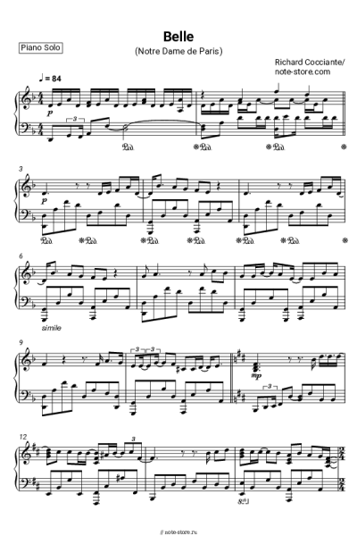 Ноты, аккорды Richard Cocciante - Belle (Notre Dame de Paris)