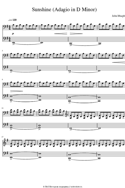 Ноты, аккорды John Murphy - The Surface Of The Sun