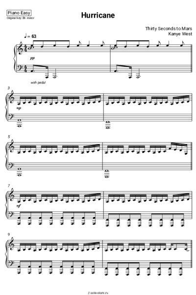 Ноты, аккорды Kanye West, Thirty Seconds to Mars - Hurricane