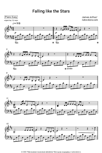 Ноты, аккорды James Arthur - Falling like the Stars