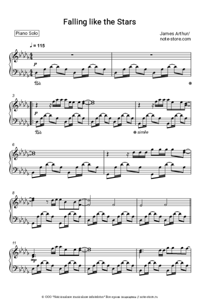 Ноты, аккорды James Arthur - Falling like the Stars