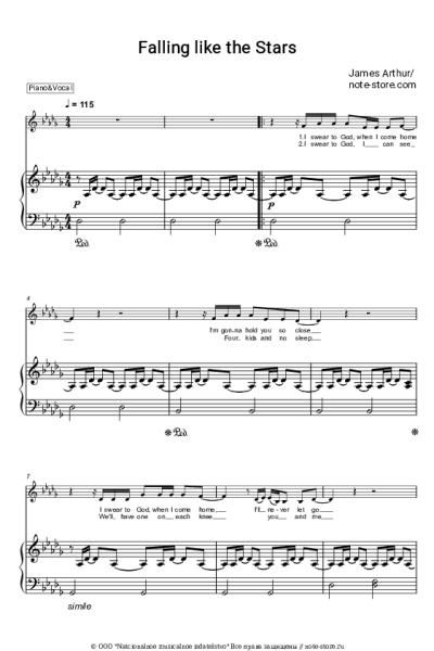 Ноты, аккорды James Arthur - Falling like the Stars