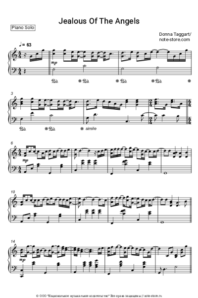 Ноты, аккорды Donna Taggart - Jealous of the Angels