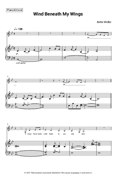 Ноты, аккорды Bette Midler - Wind Beneath My Wings