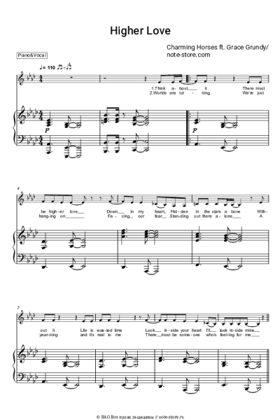 Ноты, аккорды Charming Horses, Grace Grundy - Higher Love