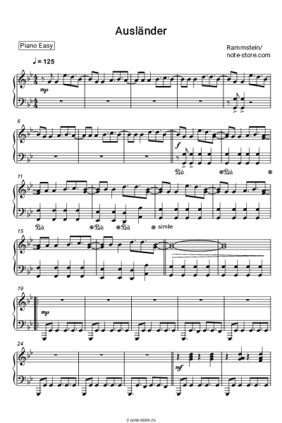 Ноты, аккорды Rammstein - Ausländer
