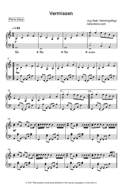 Ноты, аккорды Juju, Henning May - Vermissen