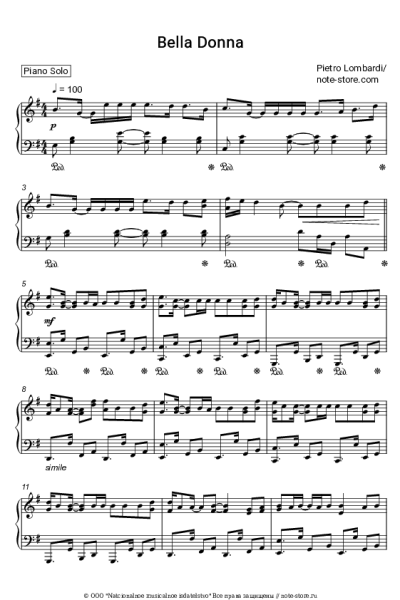 Ноты, аккорды Pietro Lombardi - Bella Donna