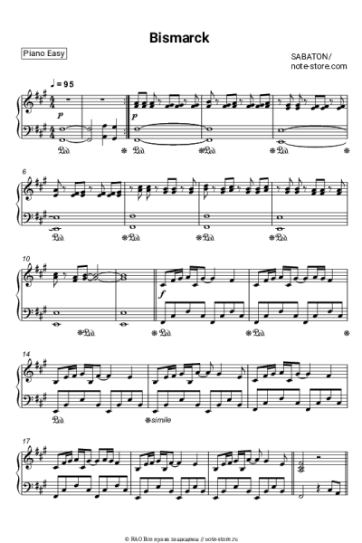 Ноты, аккорды Sabaton - Bismarck