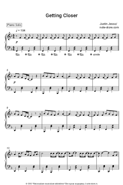 Ноты, аккорды Justin Jesso - Getting Closer