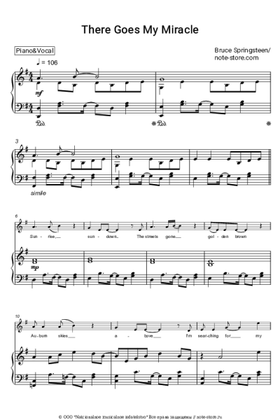 Ноты, аккорды Bruce Springsteen - There Goes My Miracle
